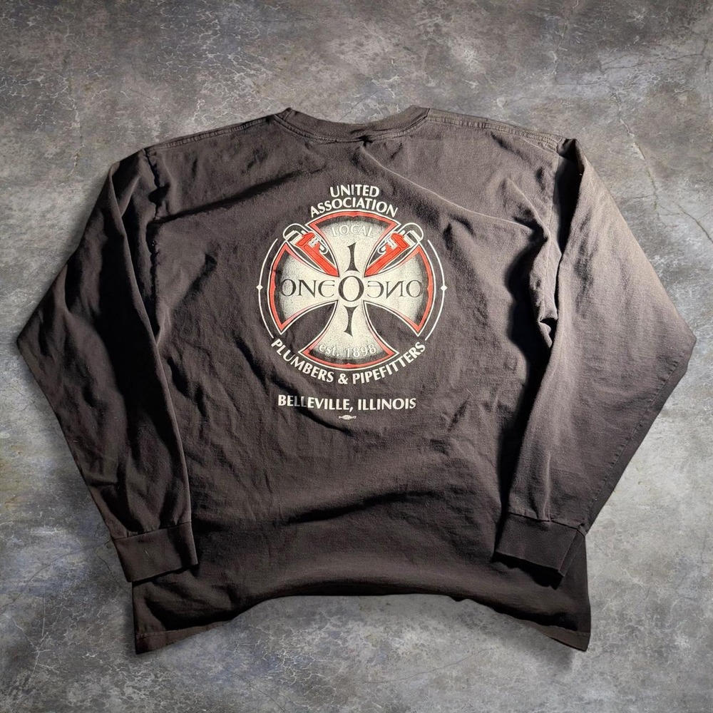 Union Made UA Local 101 Plumbers Pipefitters Belleville IL Shirt 2XL Black USA